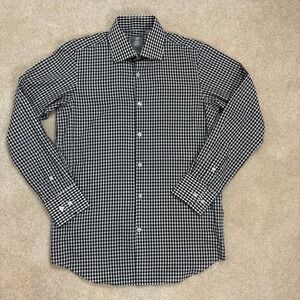Stacy Adams Mens‎ Dress Shirt Long Sleeve Black White Gingham Checkered S